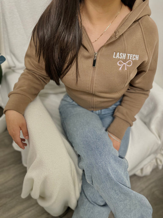 Zip Up Lash Tech crop Sweater